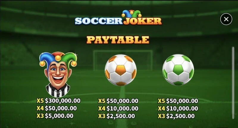 Soccer Joker - prva stranica tablice isplata